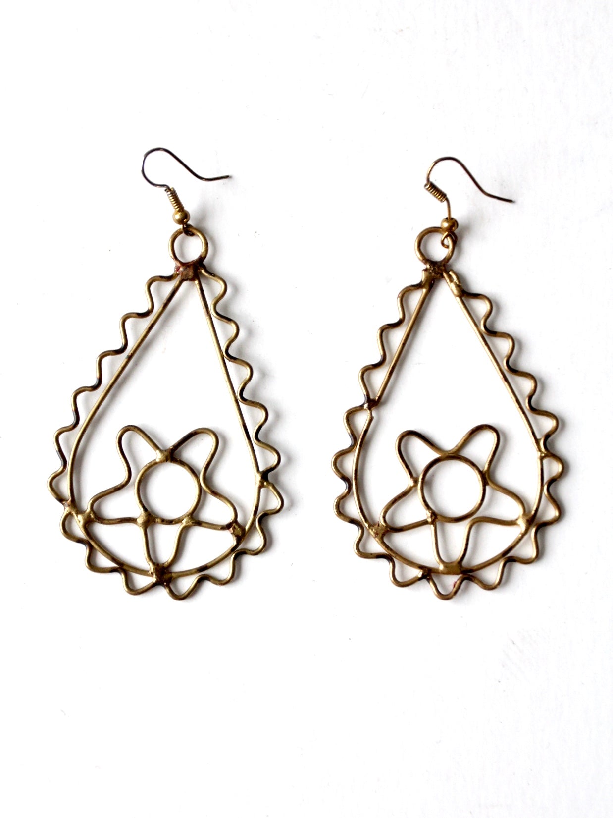 vintage brass boho drop earrings