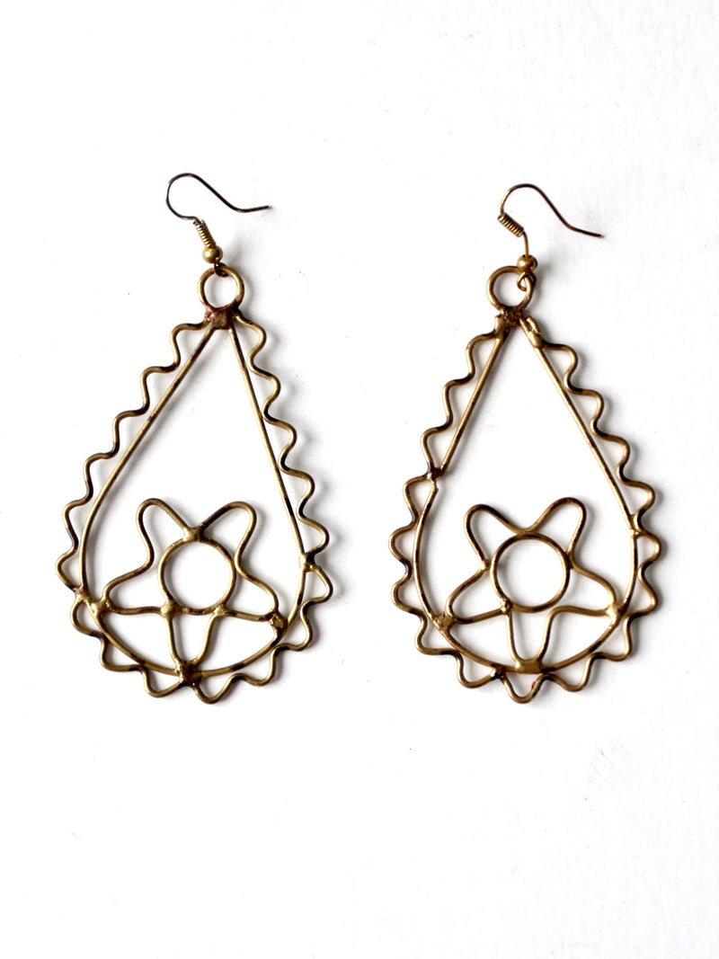 vintage brass boho drop earrings