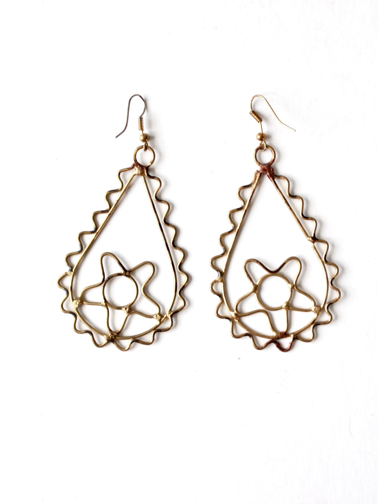 vintage brass boho drop earrings
