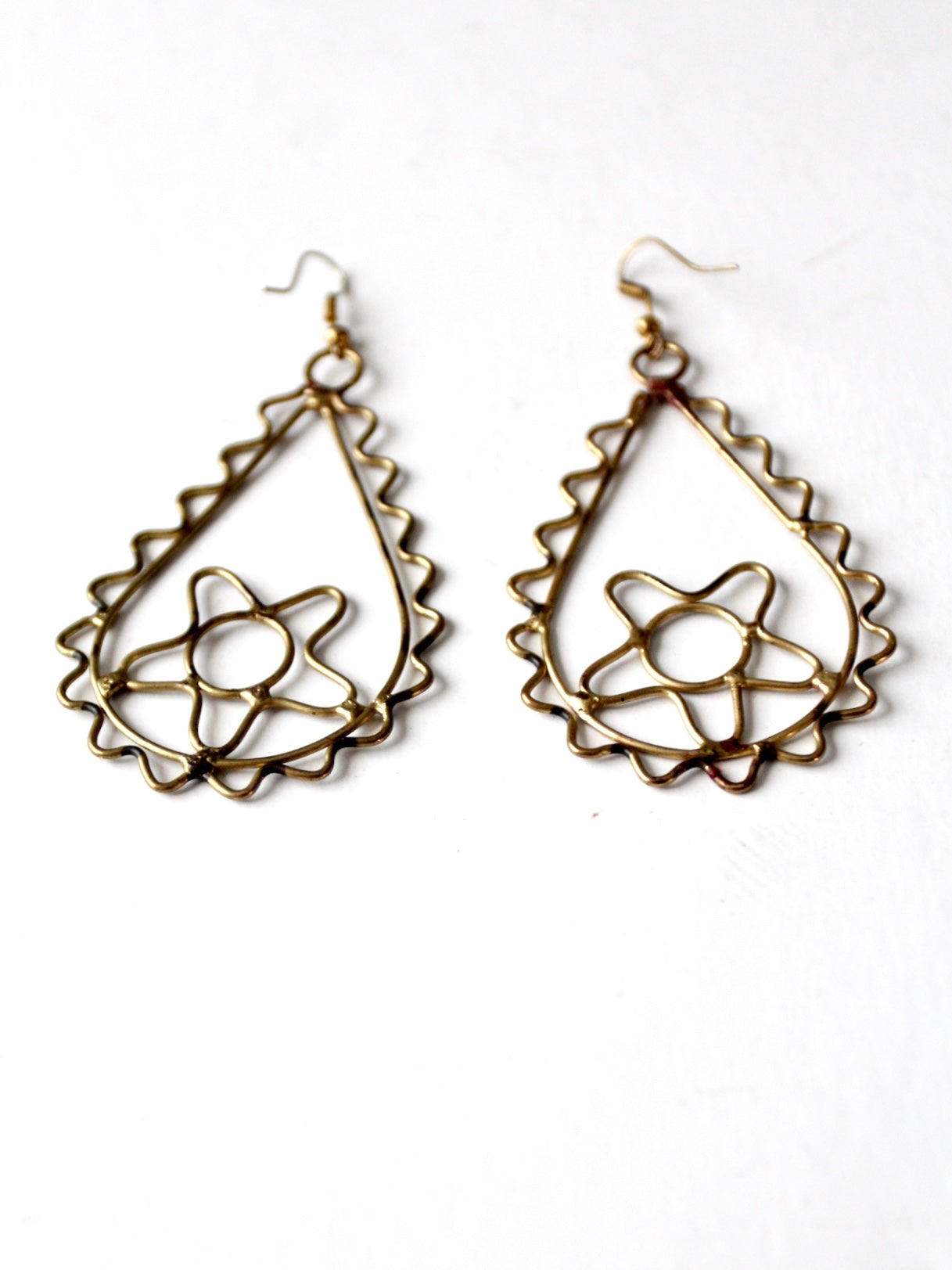 vintage brass boho drop earrings