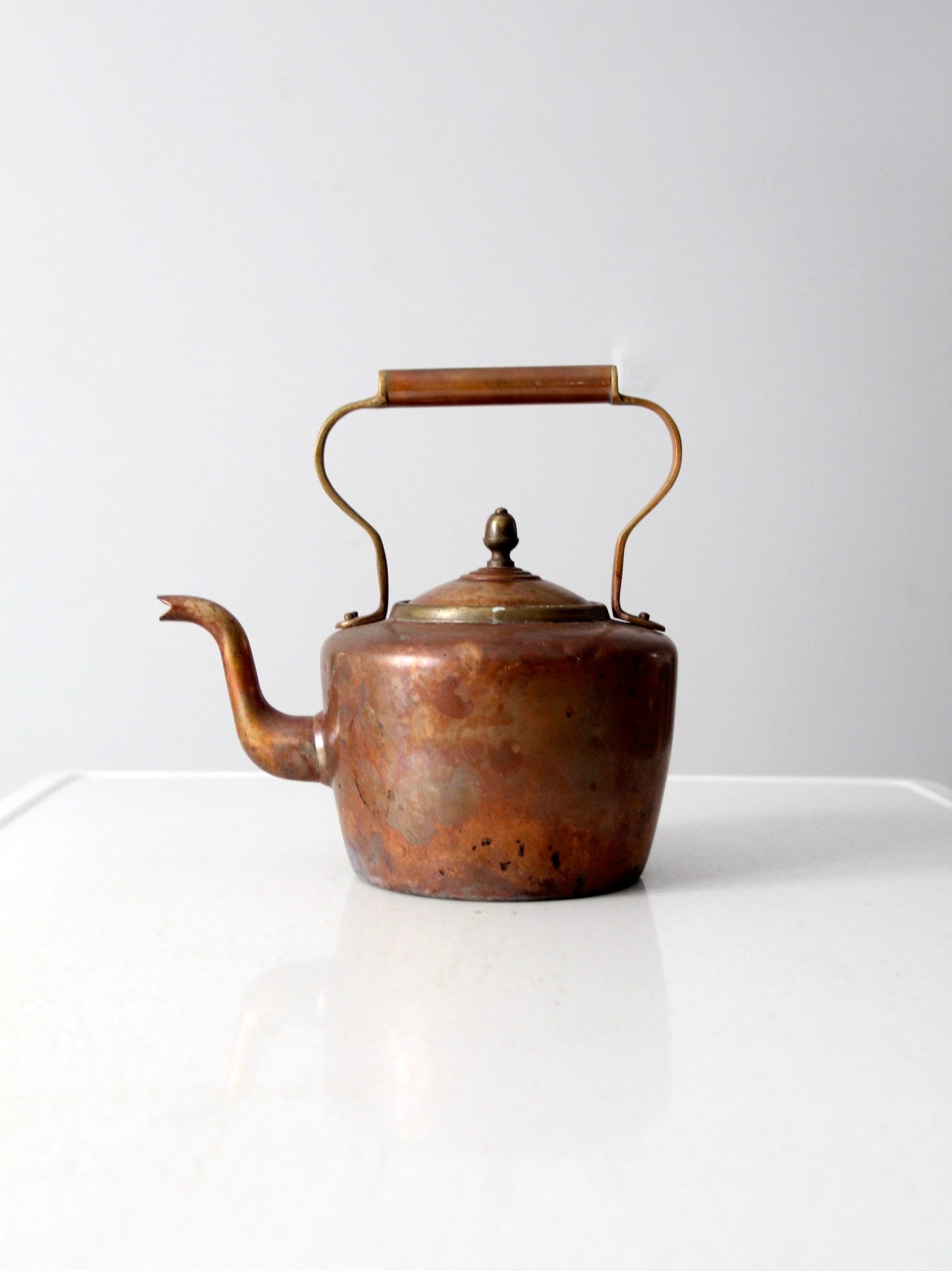 Antique Art Deco Copper Tea Kettle Teapot Solid Copper Made In USA