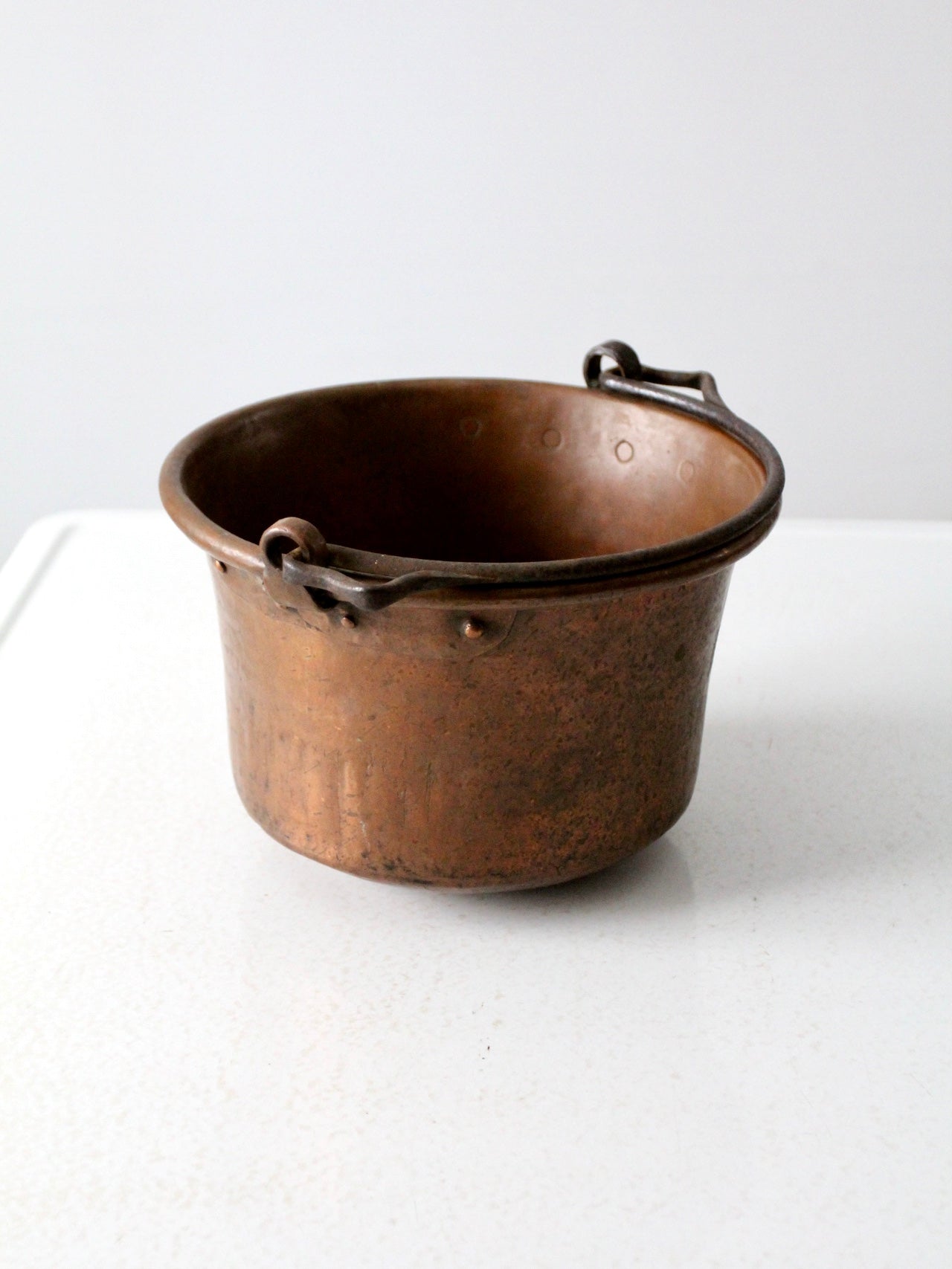 Farmhouse Antique Pot Hammered Copper Candy Kettle, Cauldron