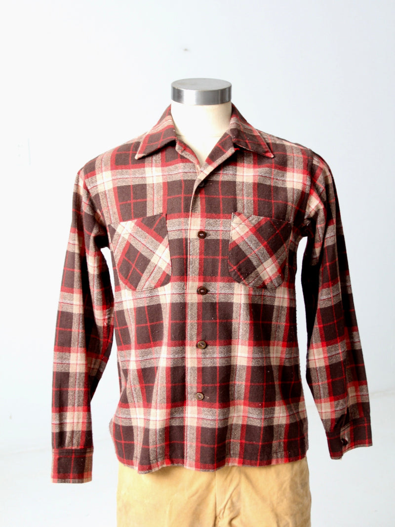 vintage 60s plaid wool shirt