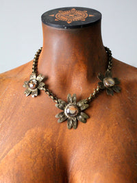 vintage floral brutalist necklace