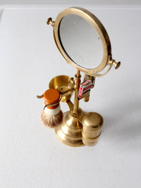 antique brass grooming stand with mirror and Gillette razor