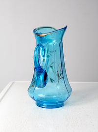 antique hand-painted glass pitcher set