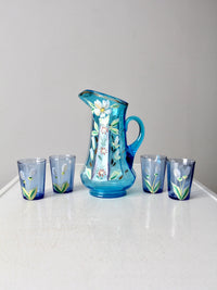 antique hand-painted glass pitcher set