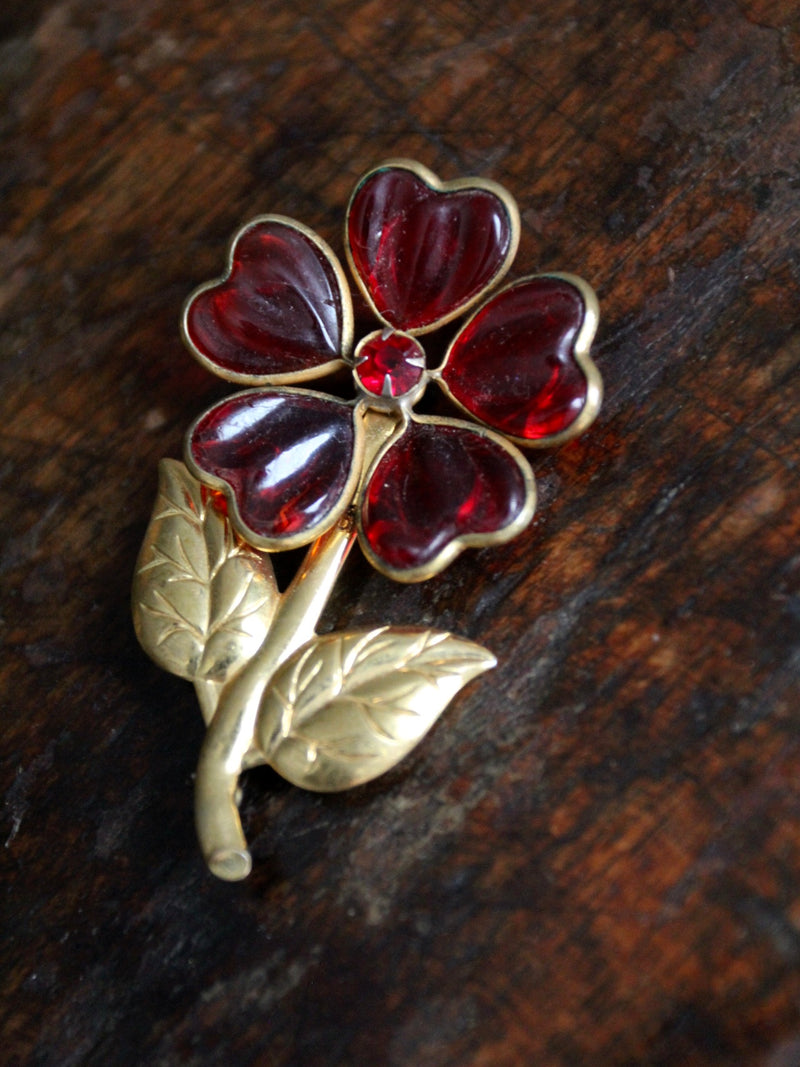 vintage floral hearts brooch