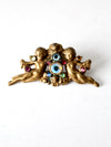 vintage rhinestone cherubs pin
