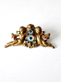 vintage rhinestone cherubs pin