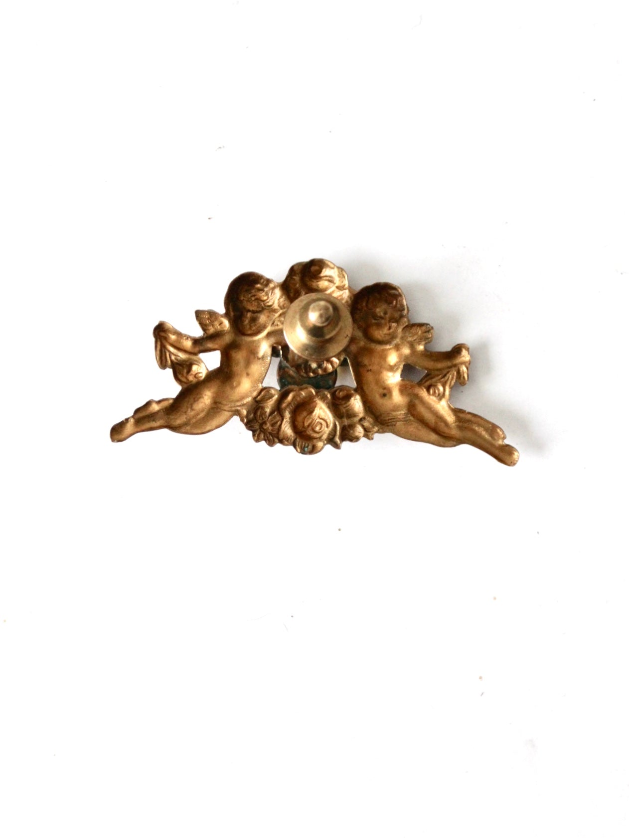 vintage rhinestone cherubs pin