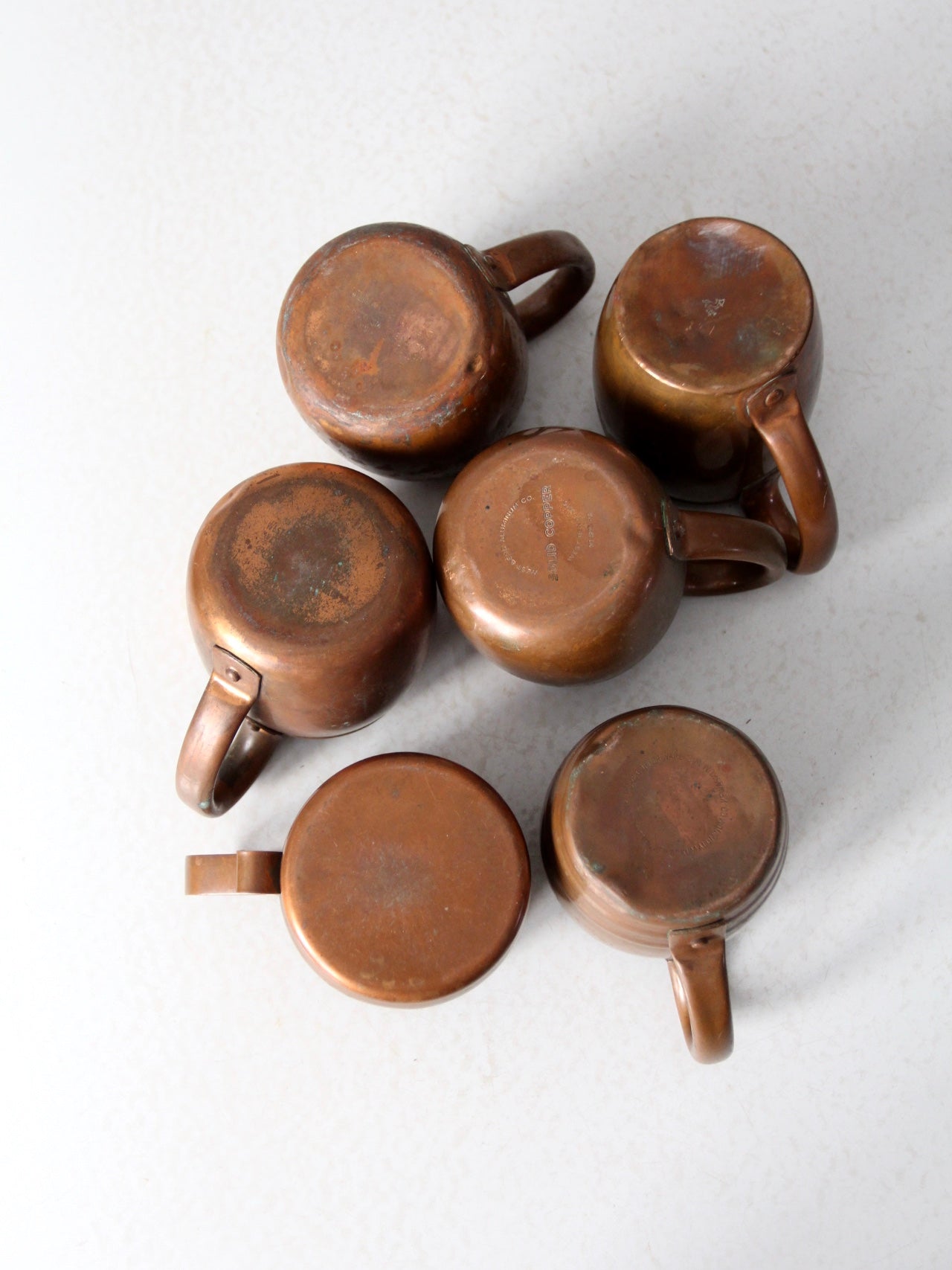 vintage copper mugs set/6