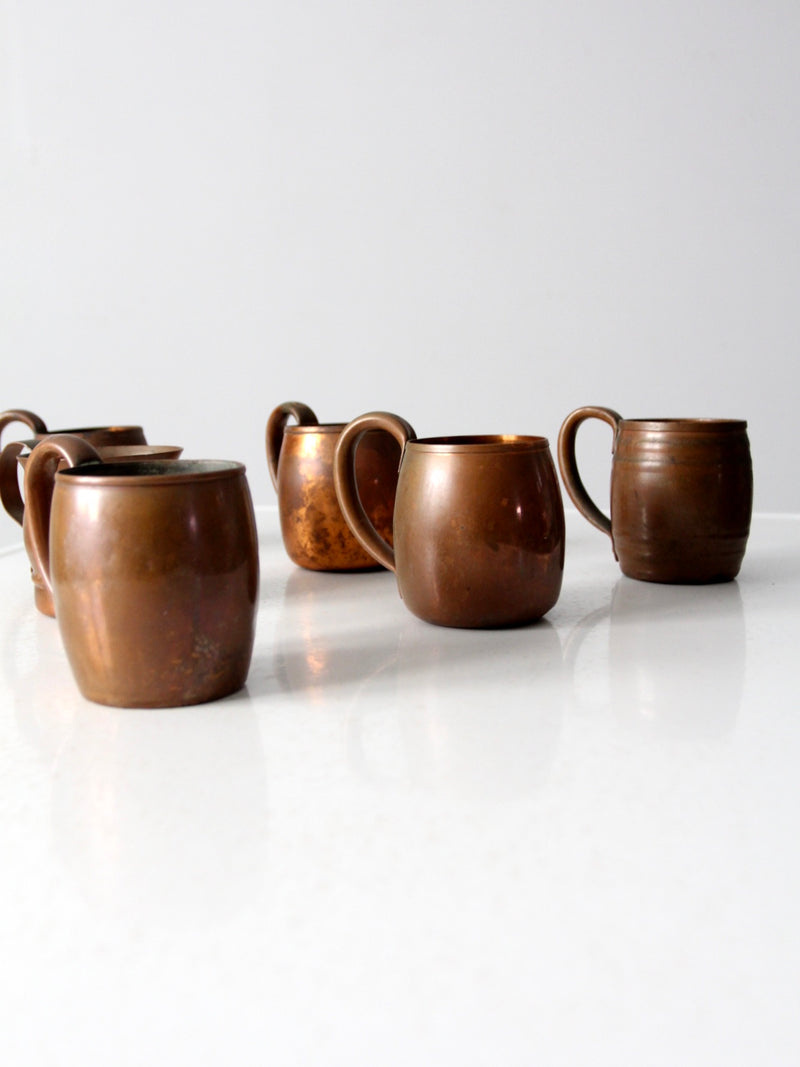 vintage copper mugs set/6