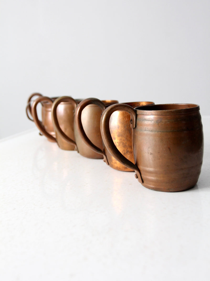 vintage copper mugs set/6