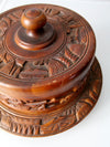 vintage carved wood cake stand