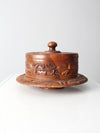 vintage carved wood cake stand