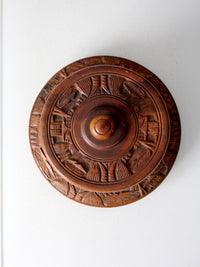 vintage carved wood cake stand