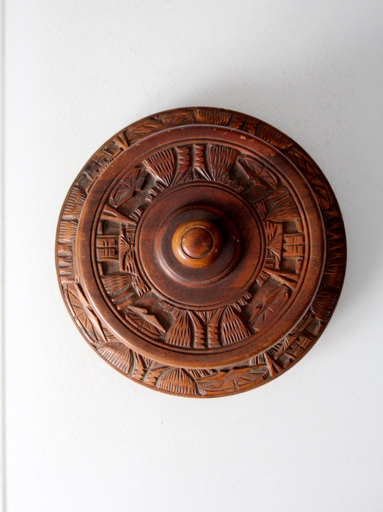 vintage carved wood cake stand