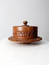 vintage carved wood cake stand