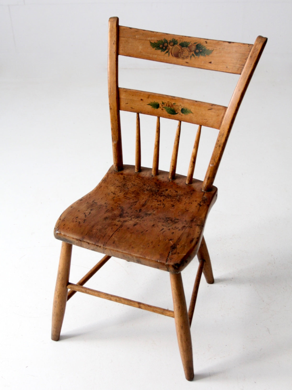 antique primitive chair with painted back