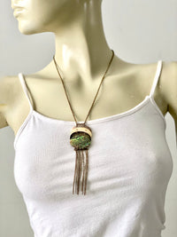 vintage boho abalone shell tassel necklace