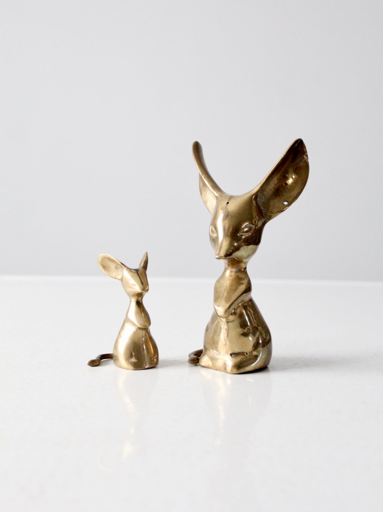 mid century brass mouse figurines pair