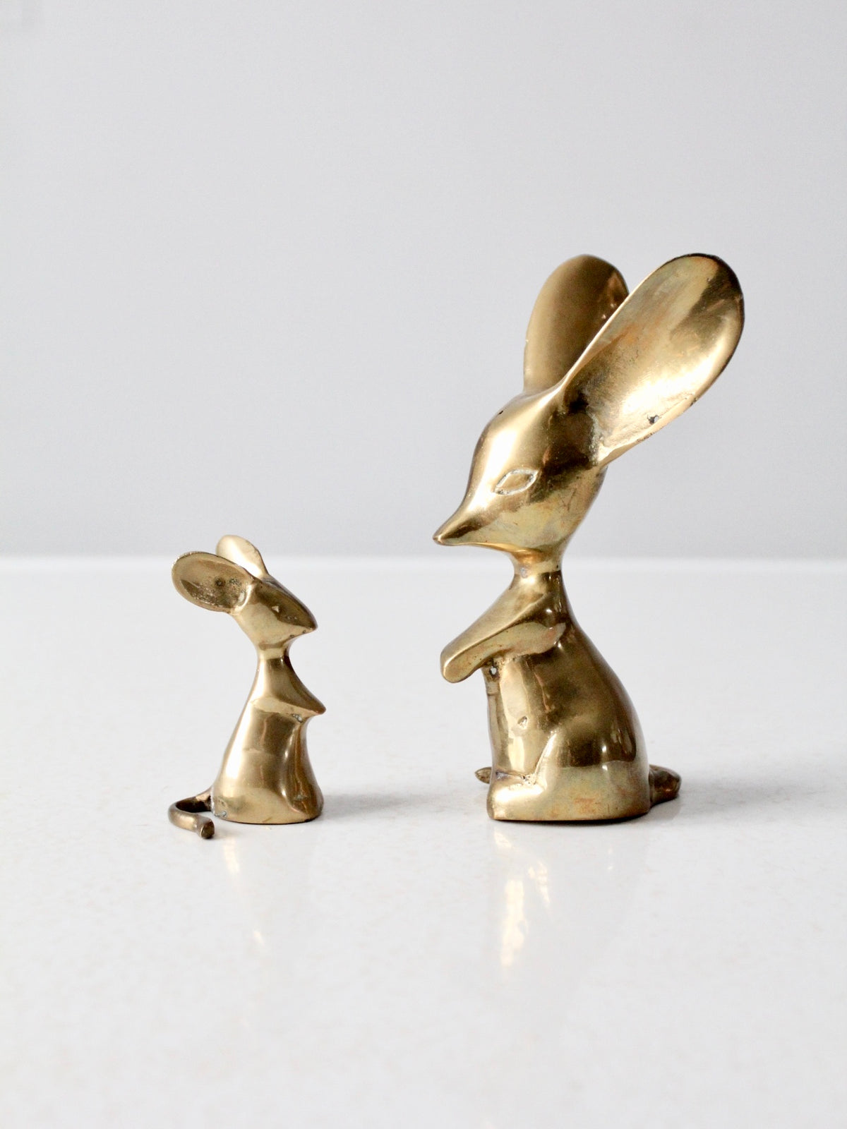 mid century brass mouse figurines pair