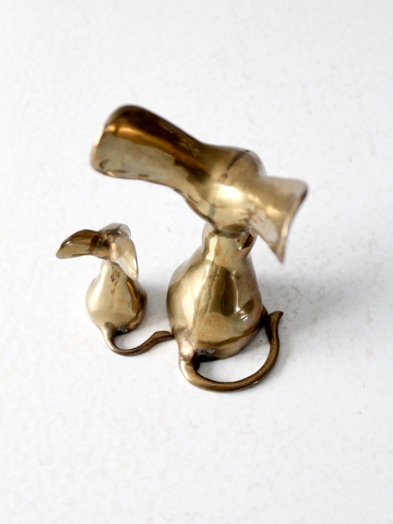 mid century brass mouse figurines pair