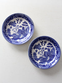 vintage Japanese Blue Willow bowls pair