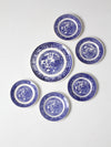 vintage Blue Willow plate collection 6pc