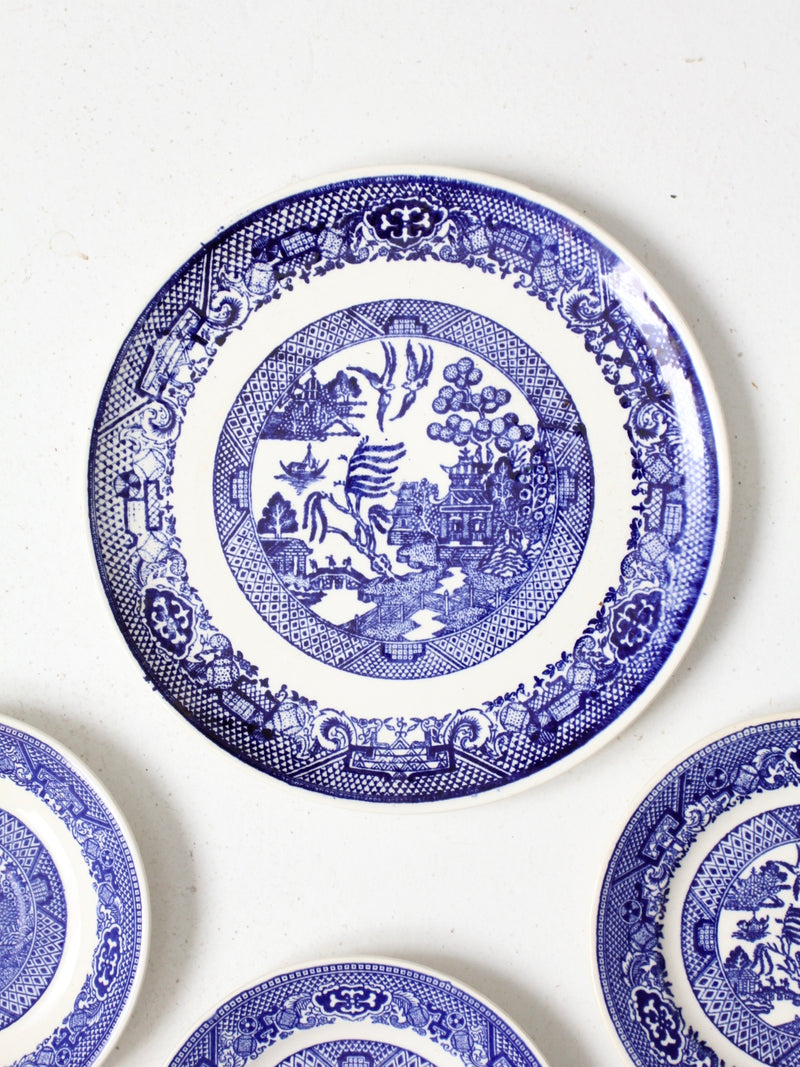 vintage Blue Willow plate collection 6pc
