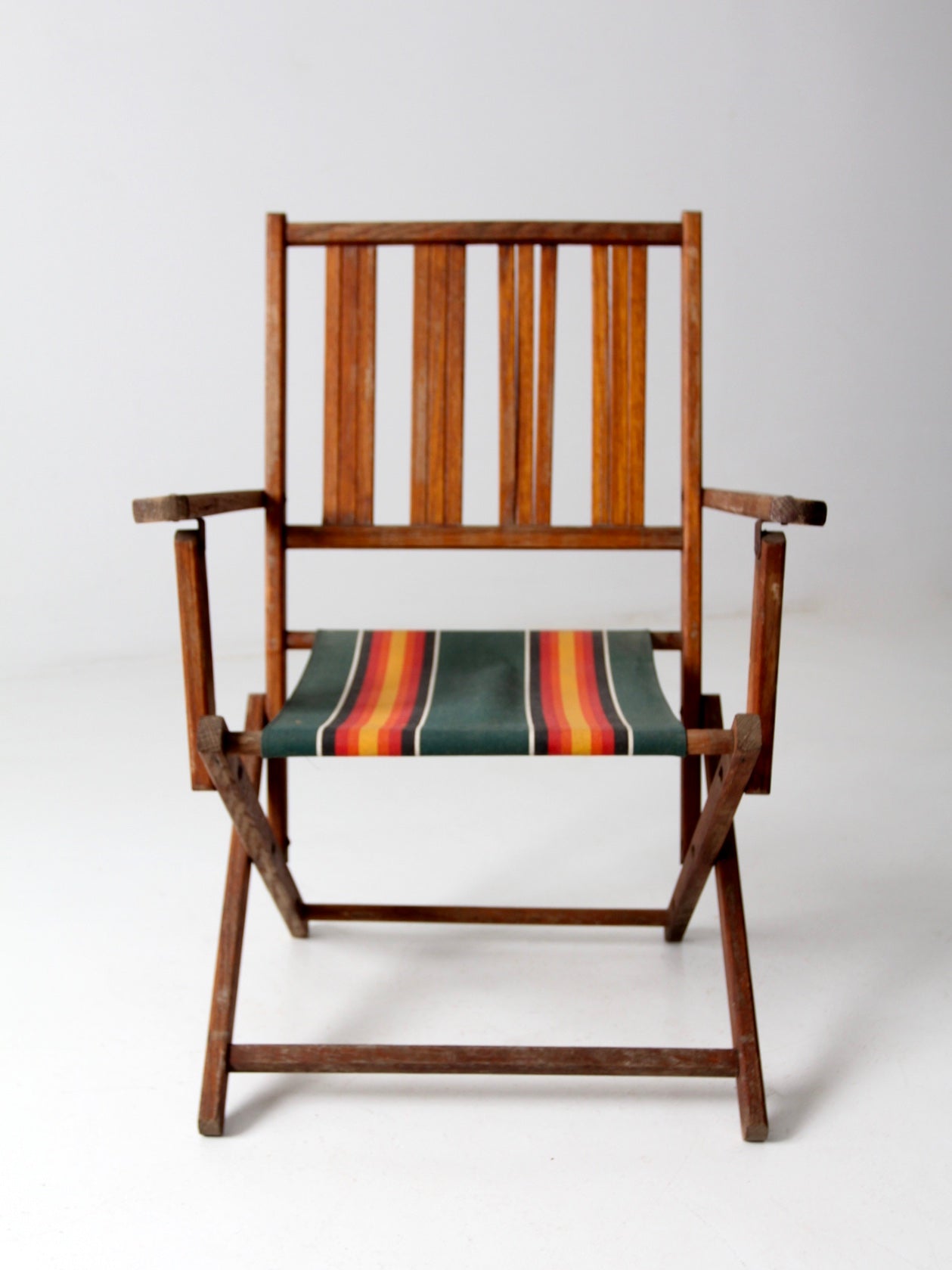 mid-century wooden folding patio chair