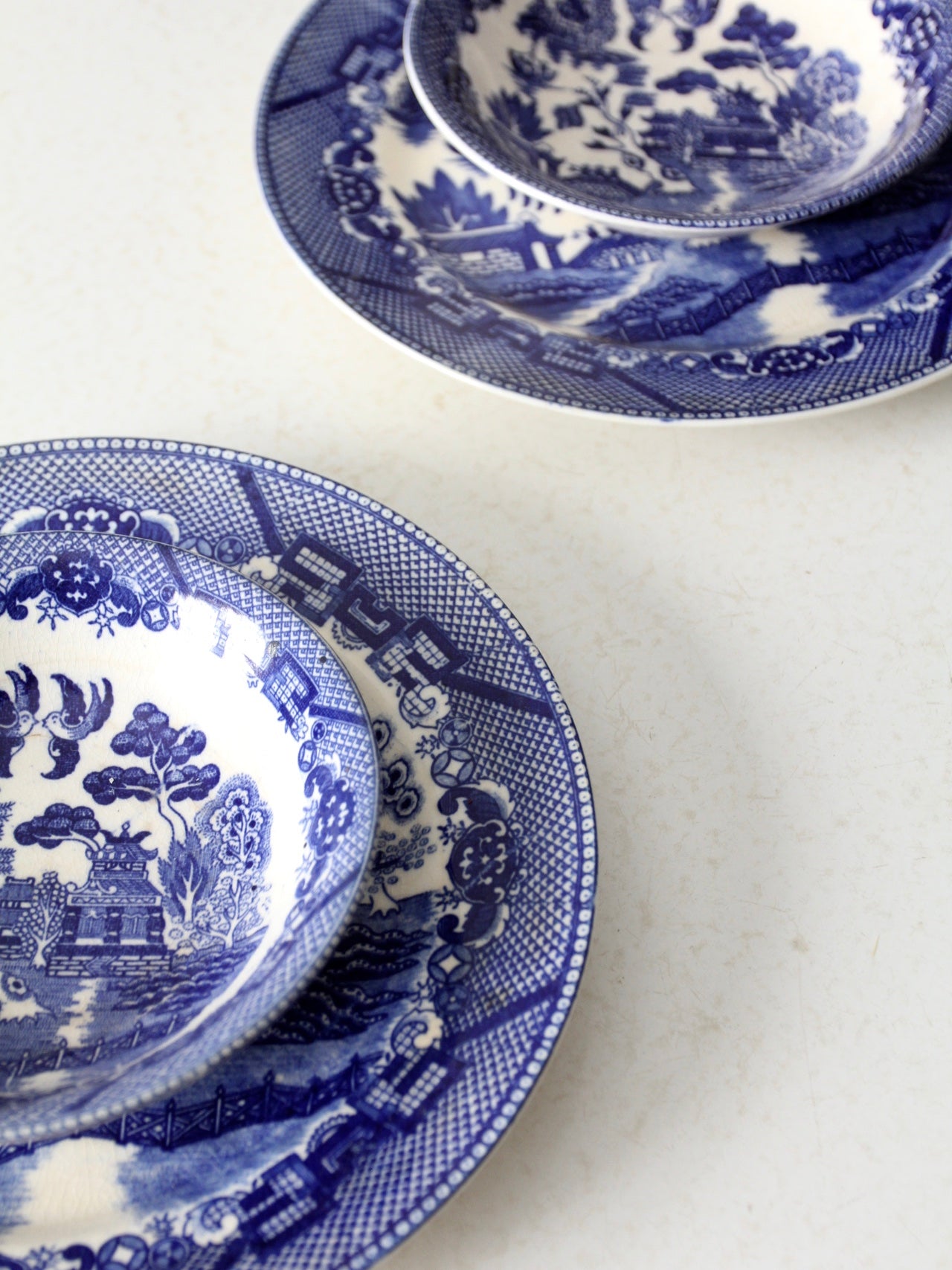 vintage Japanese Blue Willow dishes pc – 86 Vintage
