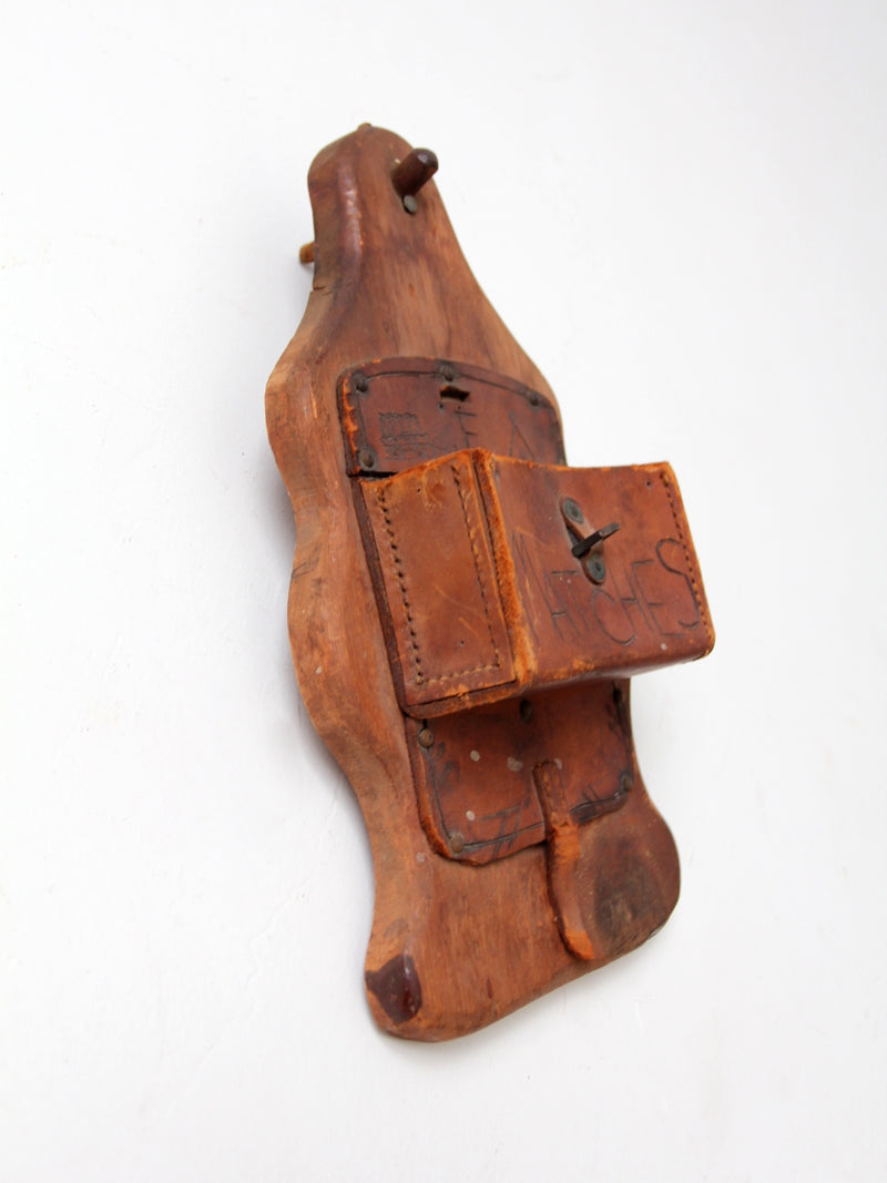 vintage leather match holder