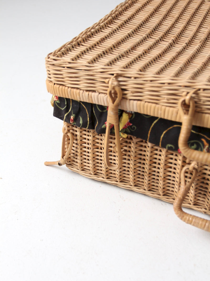 mid-century wicker picnic basket