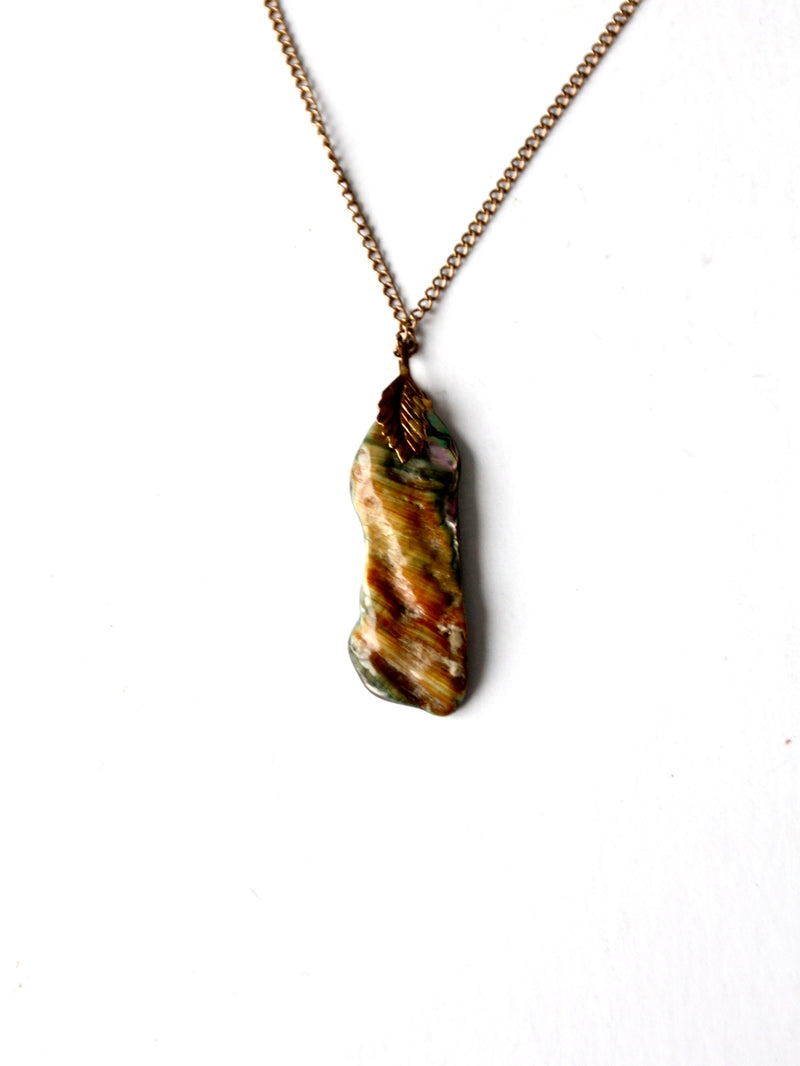 vintage abalone shell pendant necklace