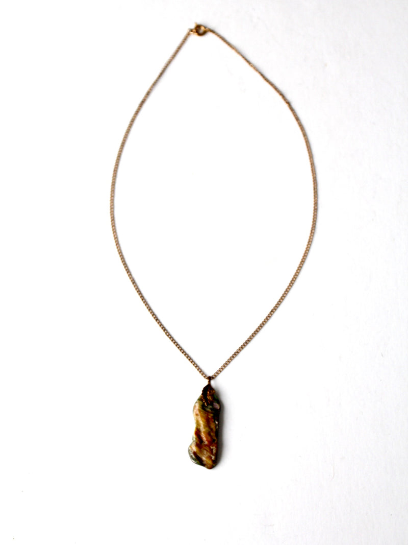 vintage abalone shell pendant necklace