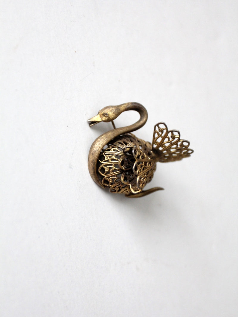 vintage swan brooch