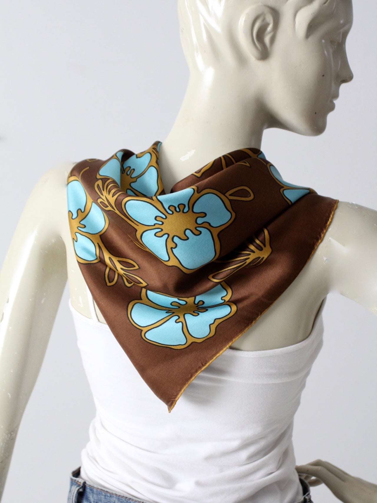 vintage 70s floral silk scarf – 86 Vintage