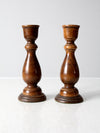vintage Basketville wood candle holders pair