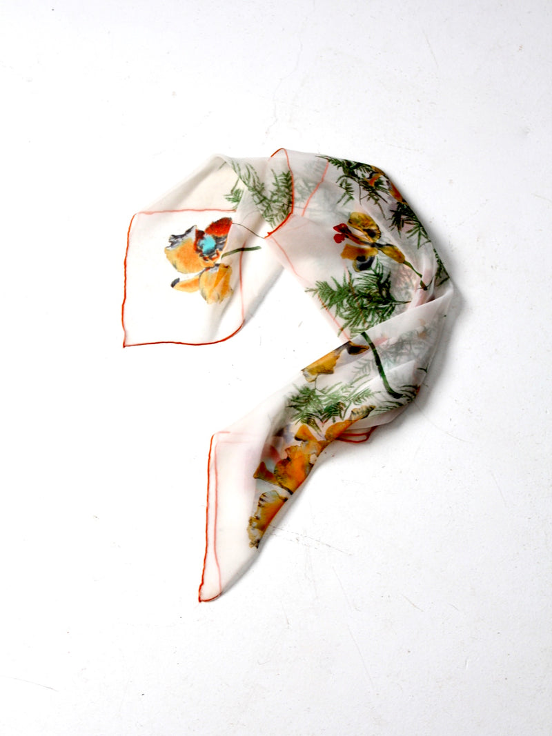 vintage Triple Sheer floral scarf