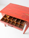 antique red desk with money drawer