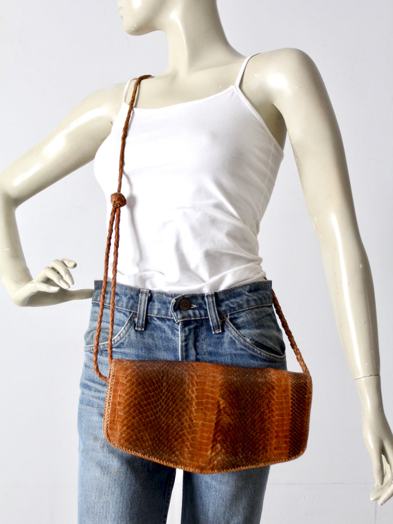 vintage 70s snakeskin shoulder bag