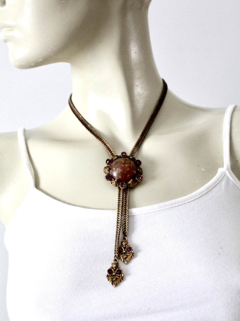 vintage bolo style pendant y necklace