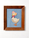 vintage framed Mother Goose embroidery