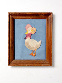 vintage framed Mother Goose embroidery