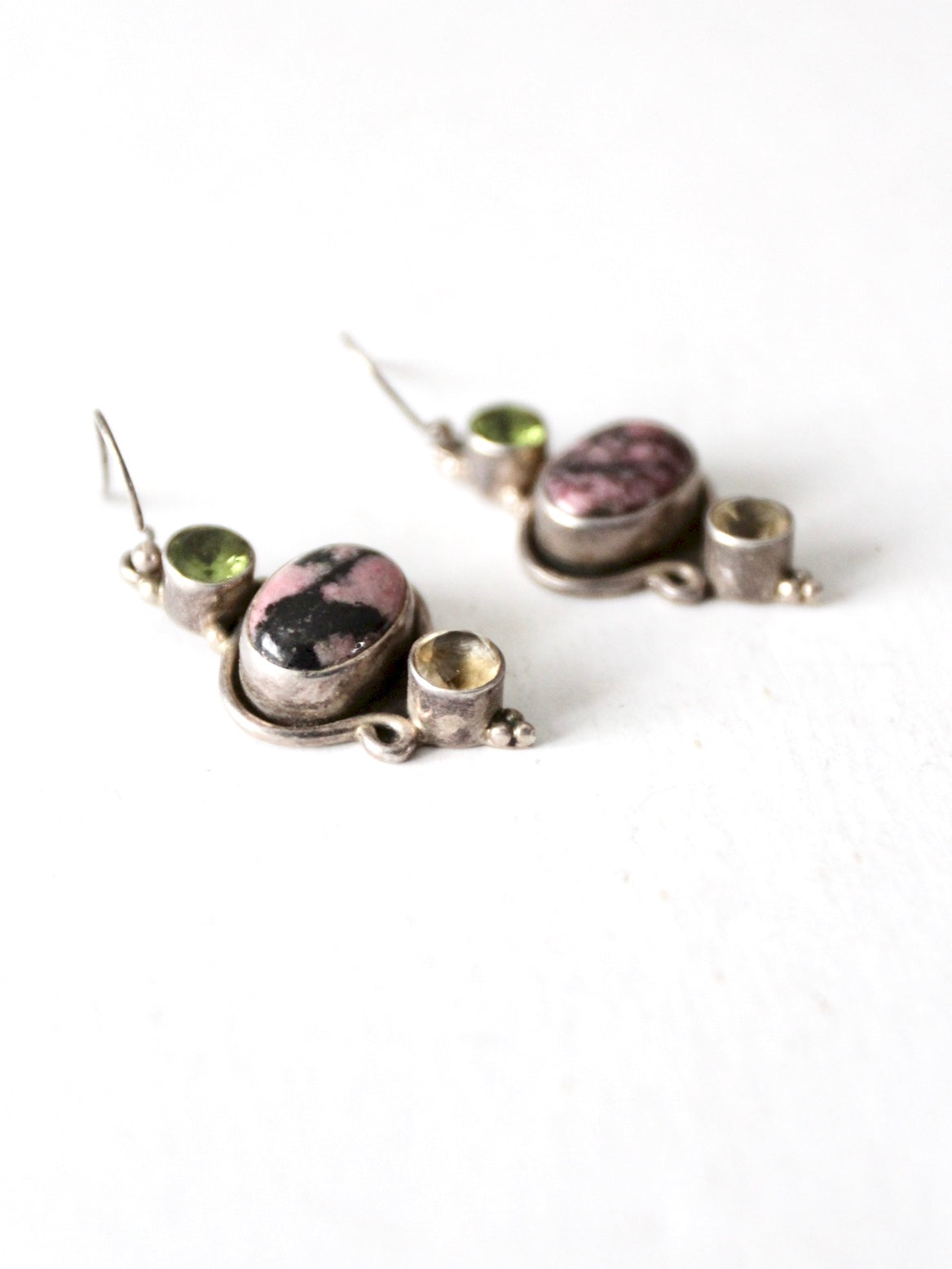 vintage rhodonite drop earrings