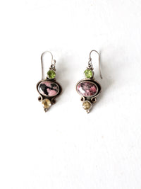 vintage rhodonite drop earrings