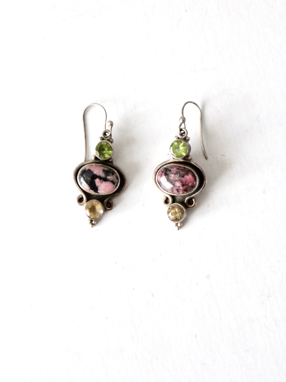 vintage rhodonite drop earrings