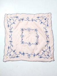vintage sheer pink scarf with embroidery